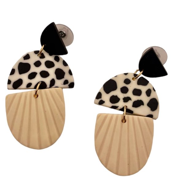 ⭐️✨✨FREE Clay Polka Dot Boho Peasant Hipster Shell Hippie Art Deco Farm Earrings - Picture 1 of 8